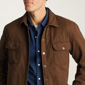 NWT $179 BONOBOS Flannel Quilted Shirt Jacket in Rust Twill Dobby Brown LARGE